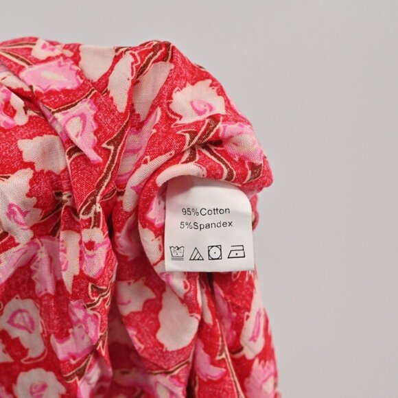 PRETTY LITTLE SISTER Dress Womens Size M Red Floral Cotton Ruffle Maxi Tank Boho - Picture 10 of 12